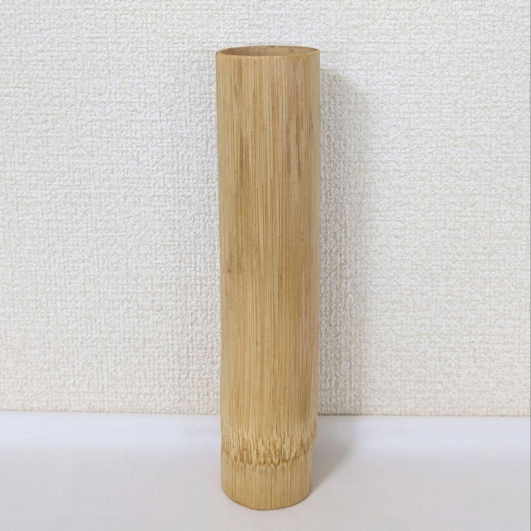 通い筒花入　白竹　持ち手付花入 中古　箱無