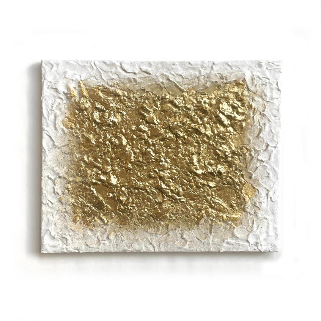金のテクスチャーアート　アートパネル　絵画　抽象画　インテリア　北欧　白
